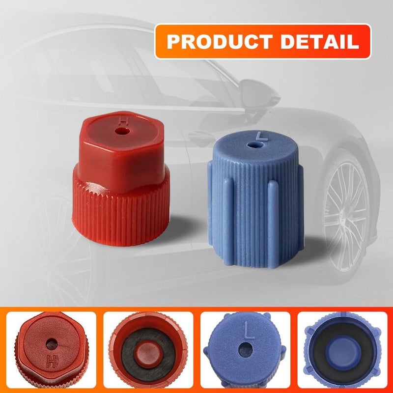 HEVLE 10PCS/Set R134a 13mm & 16mm Air Conditioning Service AC System Charging Port Caps, Automobile Air Conditioning Caps Fit for Most R134A AC System Vehicles, 5 Blue Low Side and 5 Red High Side - Image 4